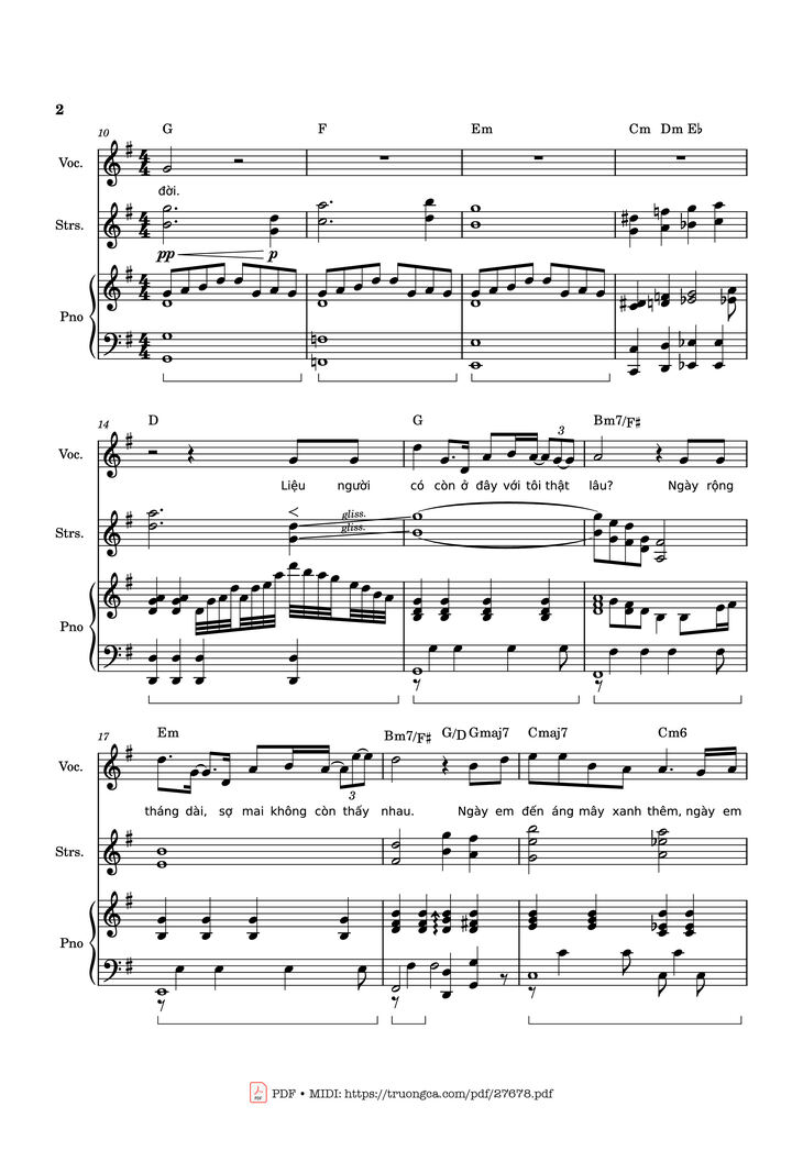 Page 2 of the piano sheet music PDF - Phép màu (Đàn cá gỗ OST) Piano by Nguyễn Hùng