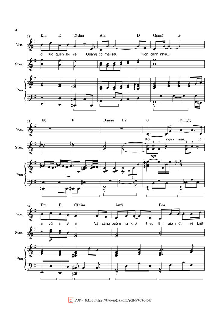 Page 4 of the piano sheet music PDF - Phép màu (Đàn cá gỗ OST) Piano by Nguyễn Hùng