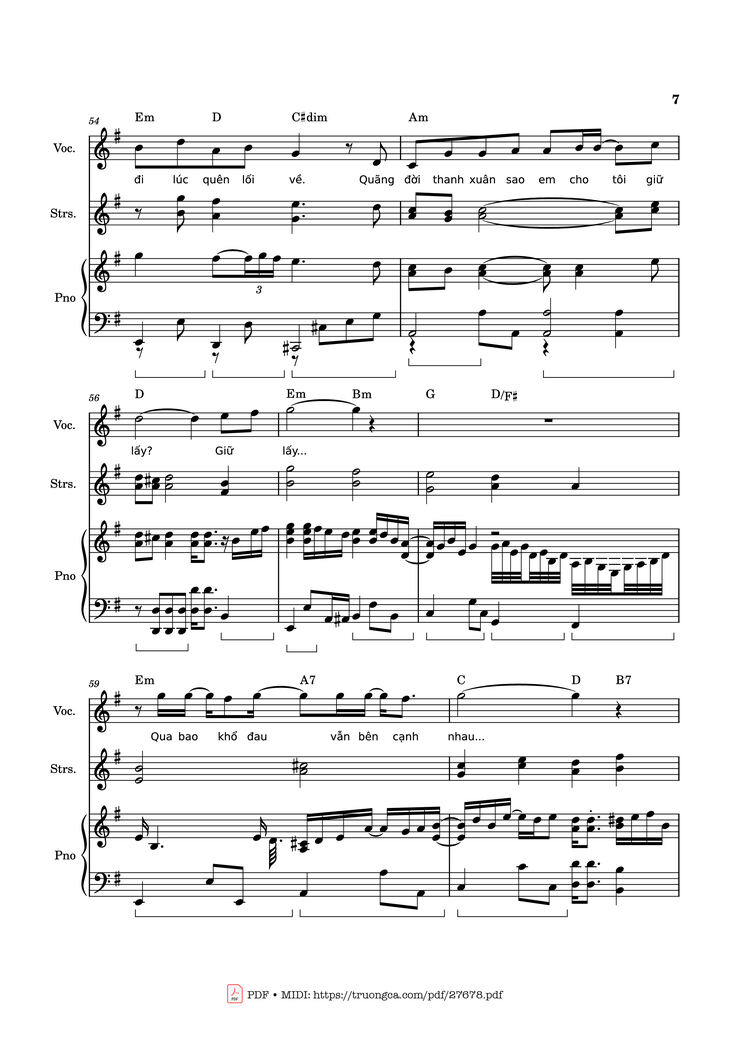 Page 7 of the piano sheet music PDF - Phép màu (Đàn cá gỗ OST) Piano by Nguyễn Hùng