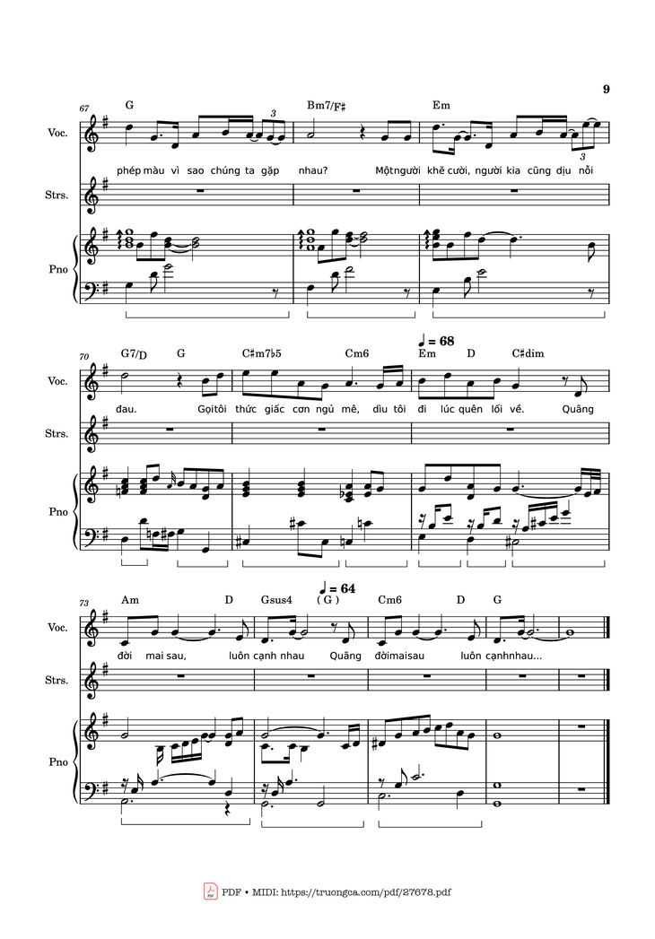 Page 9 of the piano sheet music PDF - Phép màu (Đàn cá gỗ OST) Piano by Nguyễn Hùng