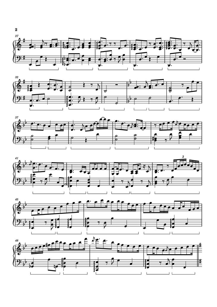 Page 2 of the piano sheet music PDF Piano - Open A Gate Piano by Izumi Hirotaka