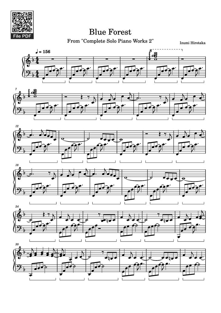 Page 1 of the piano sheet music PDF Piano - Blue Forest Piano by Izumi Hirotaka