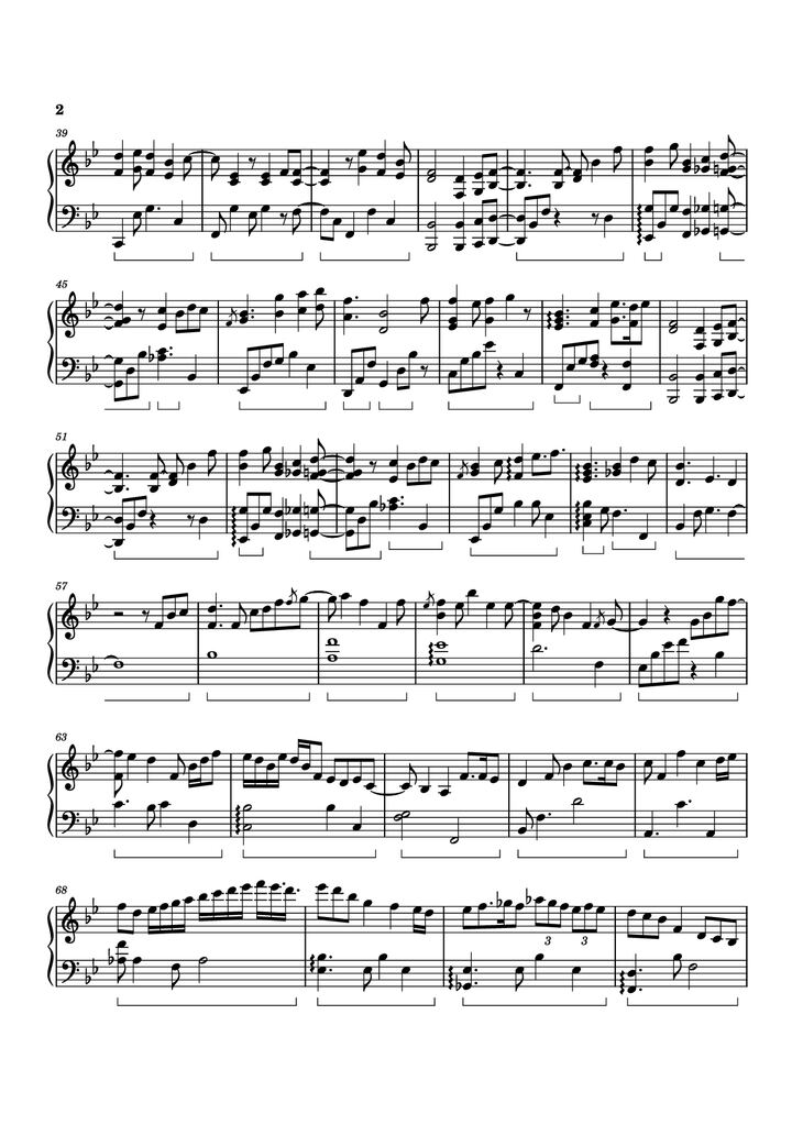 Page 2 of the piano sheet music PDF Piano - Three Swallows Piano by Izumi Hirotaka