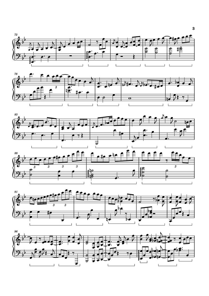 Page 3 of the piano sheet music PDF Piano - Three Swallows Piano by Izumi Hirotaka