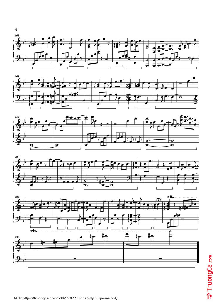 Page 4 of the piano sheet music PDF Piano - Three Swallows Piano by Izumi Hirotaka
