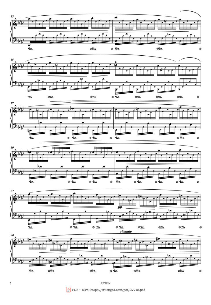 Page 2 of the piano sheet music PDF Piano - Etude Op.25 No.1 in Ab Major Aeolian Harp Piano by F. Chopin (쇼팽)