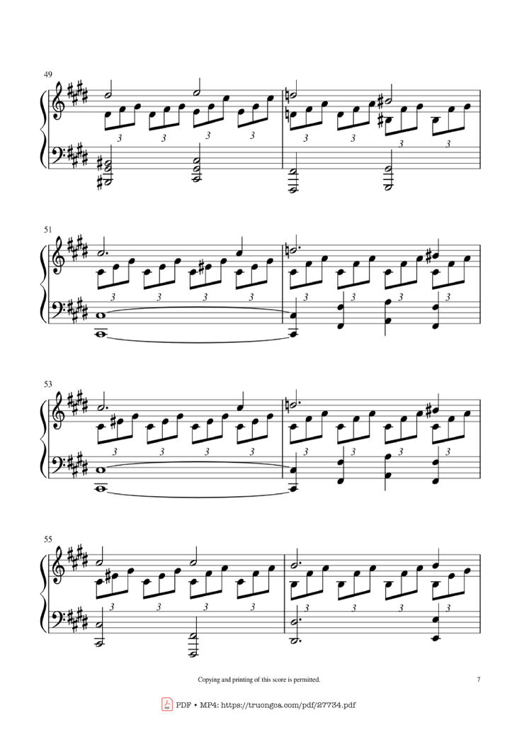 Page 7 of the piano sheet music PDF Piano - Moonlight Sonata 1st Movement Piano by Ludwig Van Beethoven