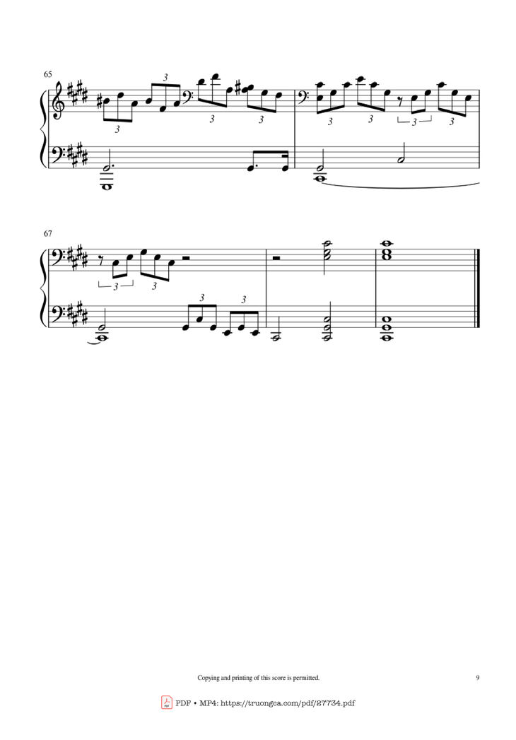 Page 9 of the piano sheet music PDF Piano - Moonlight Sonata 1st Movement Piano by Ludwig Van Beethoven
