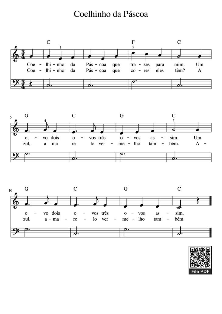Page 1 of the piano sheet music PDF Piano - Coelhinho da Páscoa Piano by Undefined