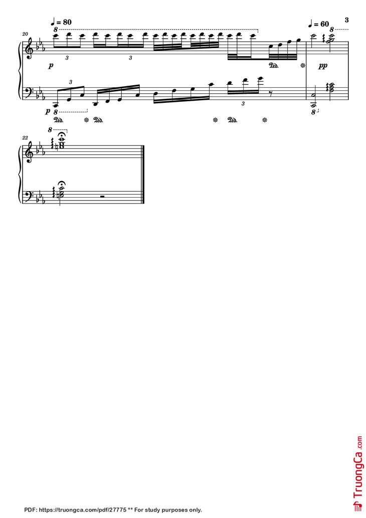 Page 3 of the piano sheet music PDF Piano - Bài ca đất phương nam Piano by Lư Nhất Vũ