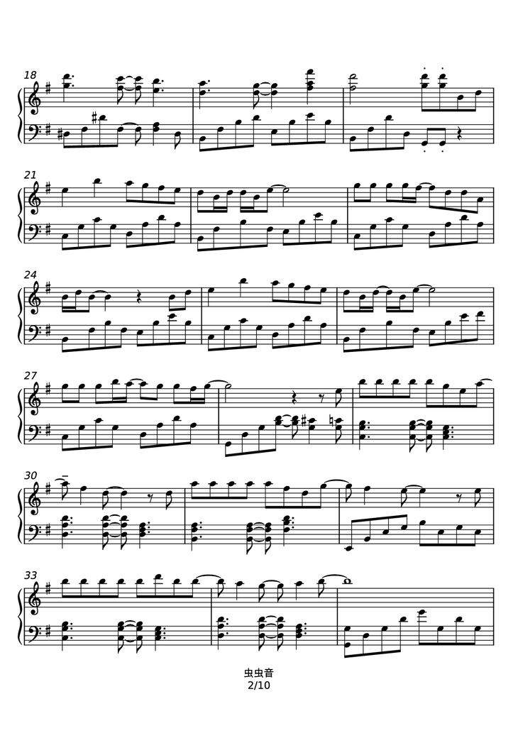 Page 2 of the piano sheet music PDF - Haru Uta - Ikimono-gakari Piano by 名侦探柯南