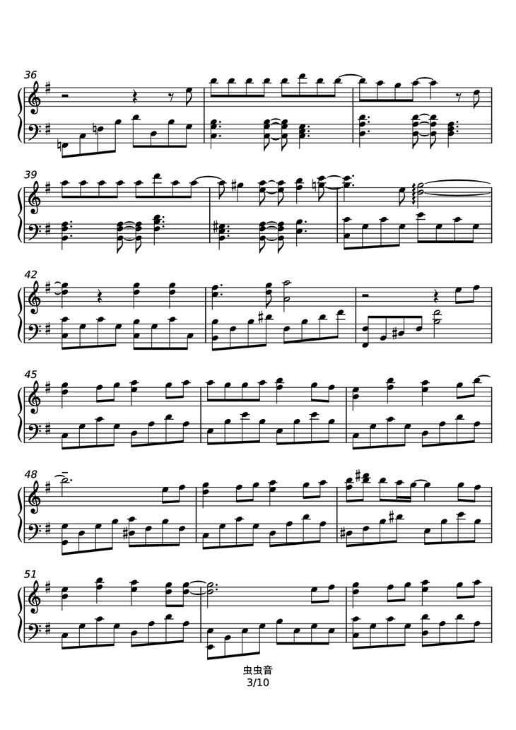 Page 3 of the piano sheet music PDF - Haru Uta - Ikimono-gakari Piano by 名侦探柯南