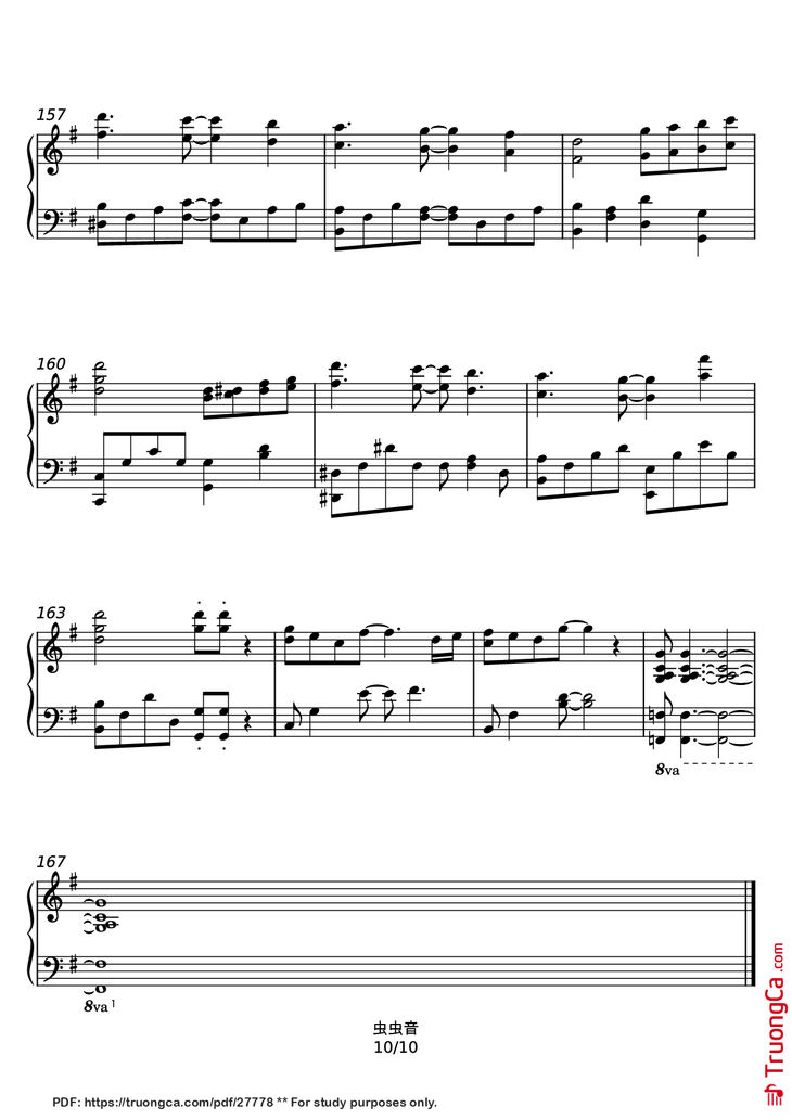 Page 10 of the piano sheet music PDF - Haru Uta - Ikimono-gakari Piano by 名侦探柯南