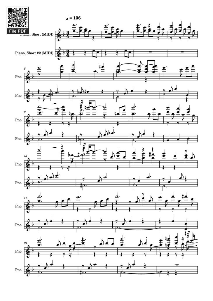 Page 1 of the piano sheet music PDF Piano - score-5bdfbd0626702694b8d652a63c658d6b Piano by Undefined