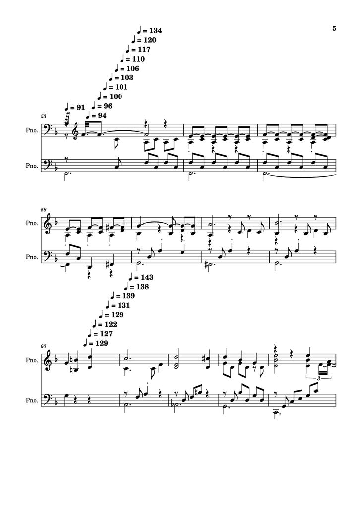 Page 5 of the piano sheet music PDF Piano - score-5bdfbd0626702694b8d652a63c658d6b Piano by Undefined