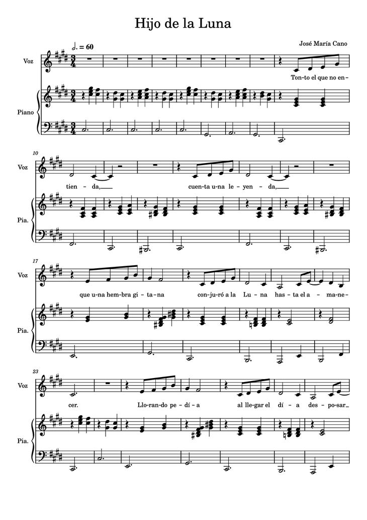 Page 1 of the piano sheet music PDF Piano - Hijo de la Luna Piano by Undefined