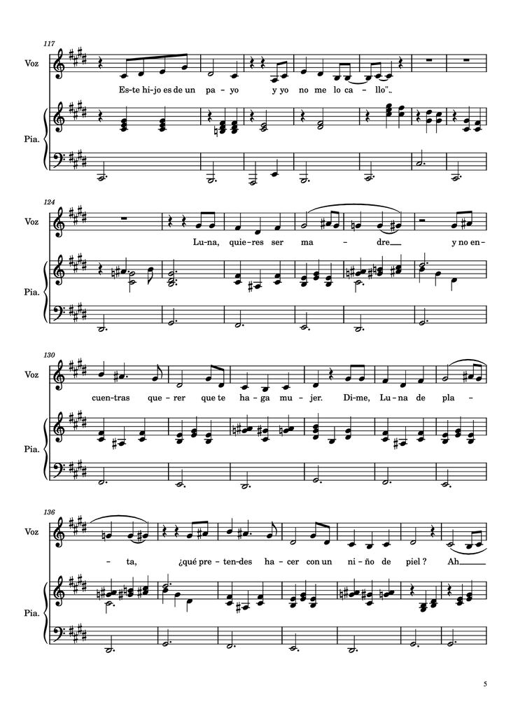 Page 5 of the piano sheet music PDF Piano - Hijo de la Luna Piano by Undefined