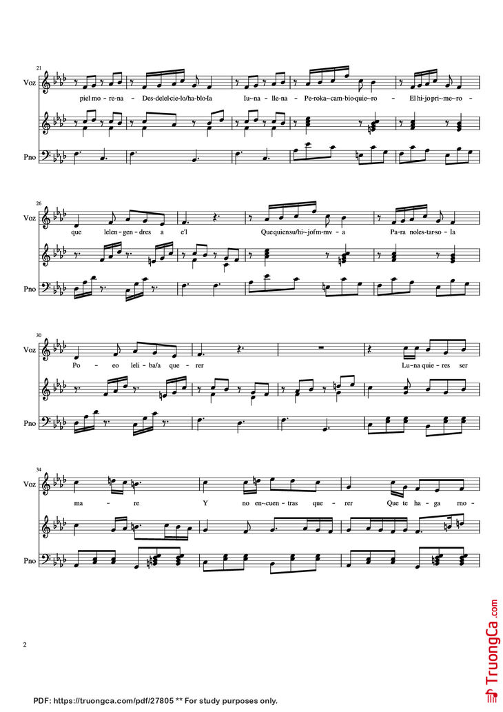 Page 2 of the piano sheet music PDF Piano - Hijo de la Luna Piano by Cano