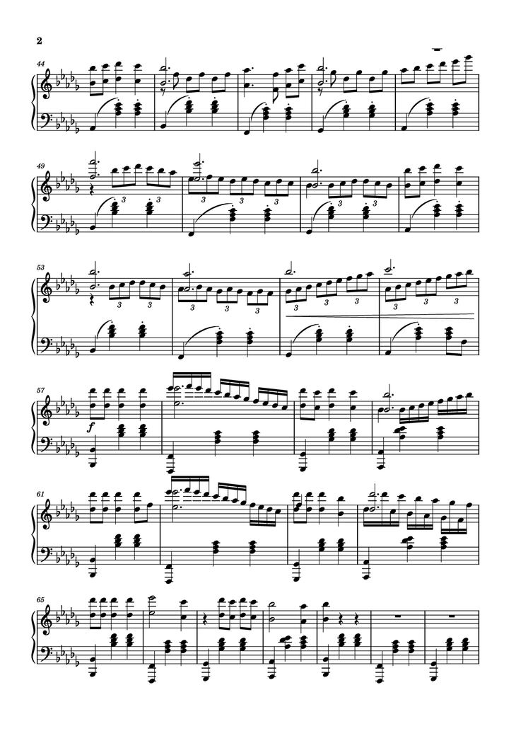 Page 2 of the piano sheet music PDF Piano - Love Story Piano Variations by Indila