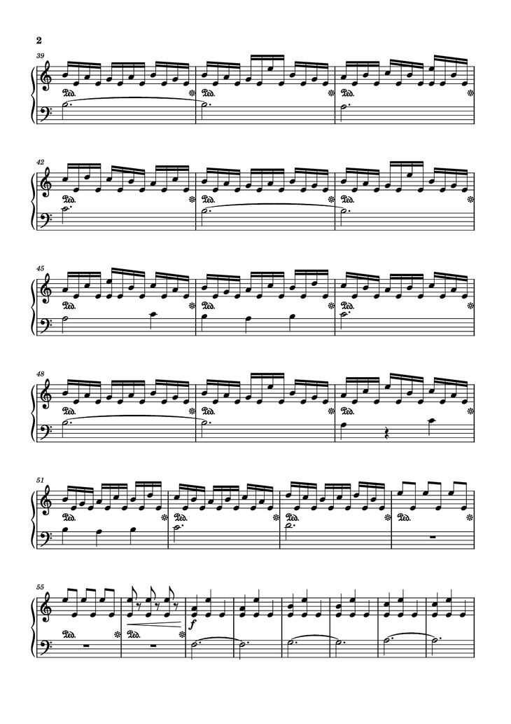 Page 2 of the piano sheet music PDF Piano - Interstellar Piano by Композитор / аранжировщик