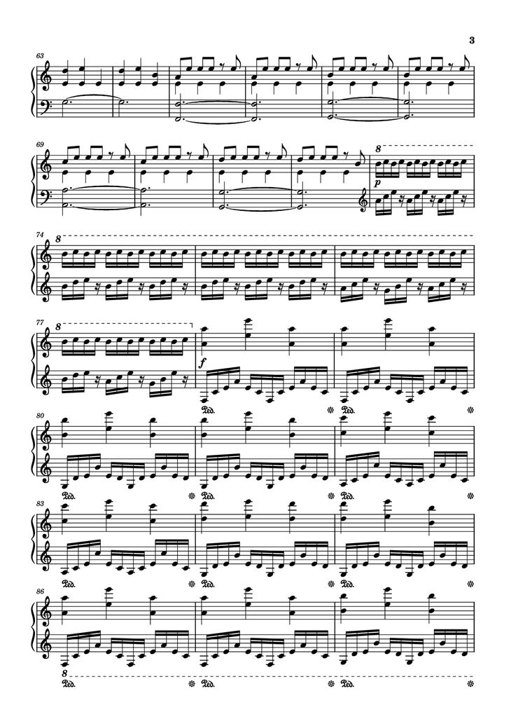 Page 3 of the piano sheet music PDF Piano - Interstellar Piano by Композитор / аранжировщик
