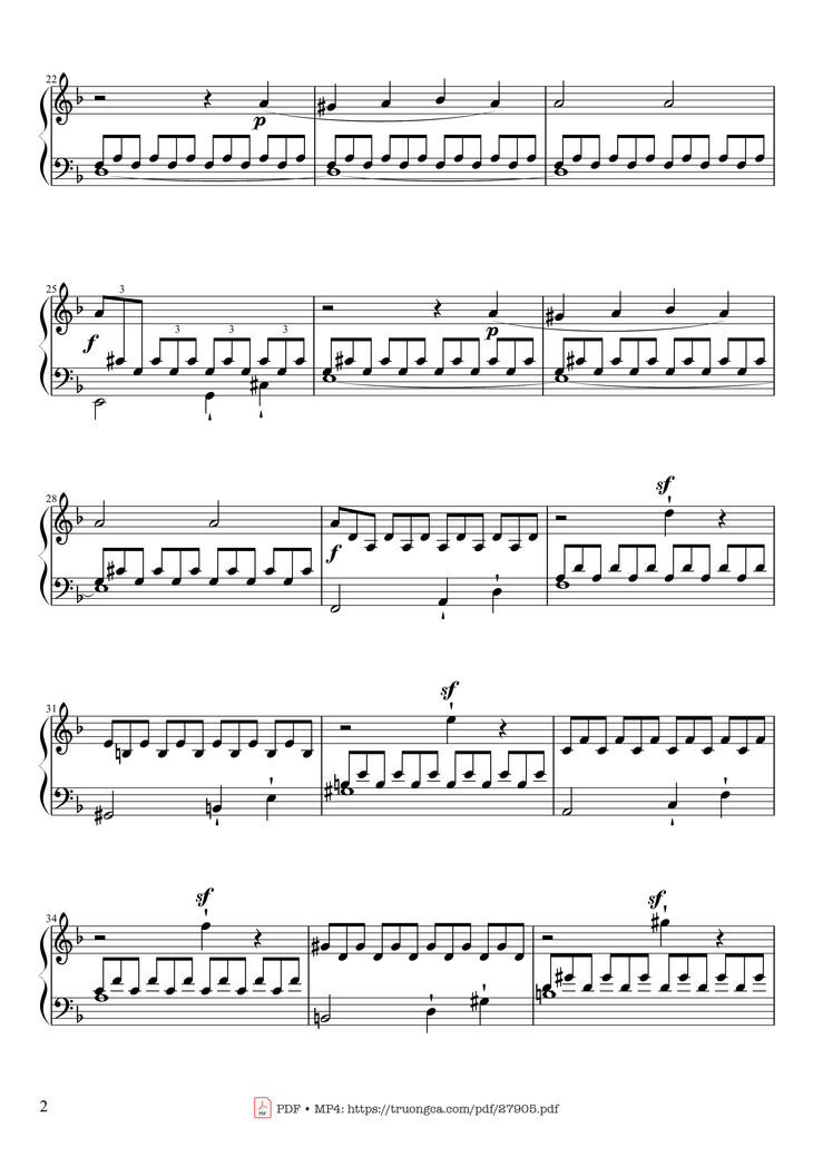 Page 2 of the piano sheet music PDF Piano - Sonate No. 17, Tempest (1st Movement) by Ludwig van Beethoven