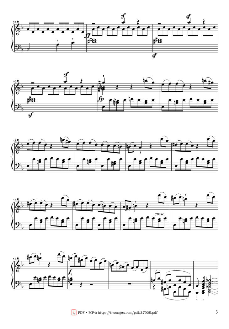Page 3 of the piano sheet music PDF Piano - Sonate No. 17, Tempest (1st Movement) by Ludwig van Beethoven