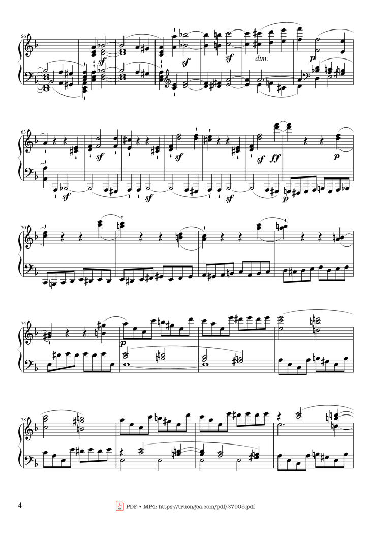 Page 4 of the piano sheet music PDF Piano - Sonate No. 17, Tempest (1st Movement) by Ludwig van Beethoven