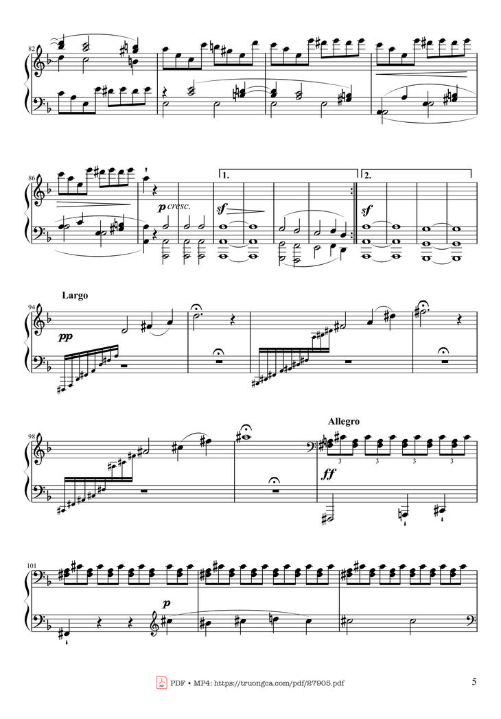 Page 5 of the piano sheet music PDF Piano - Sonate No. 17, Tempest (1st Movement) by Ludwig van Beethoven