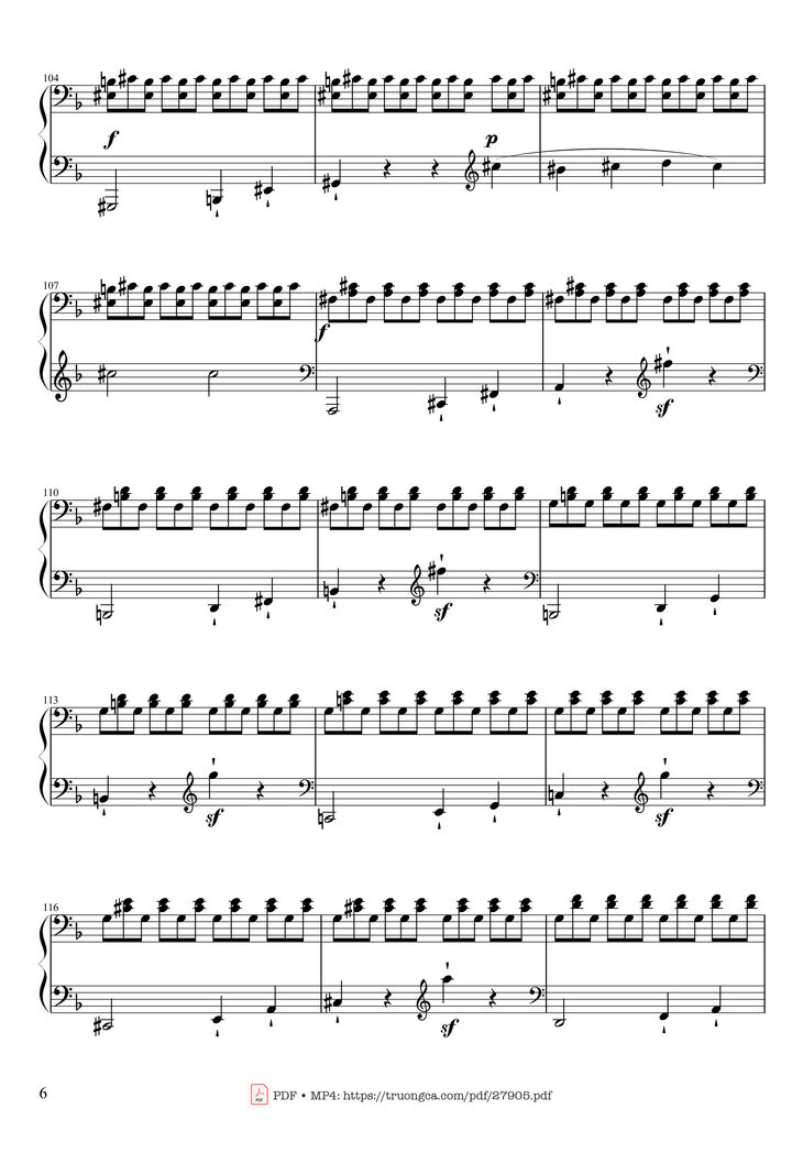 Page 6 of the piano sheet music PDF Piano - Sonate No. 17, Tempest (1st Movement) by Ludwig van Beethoven
