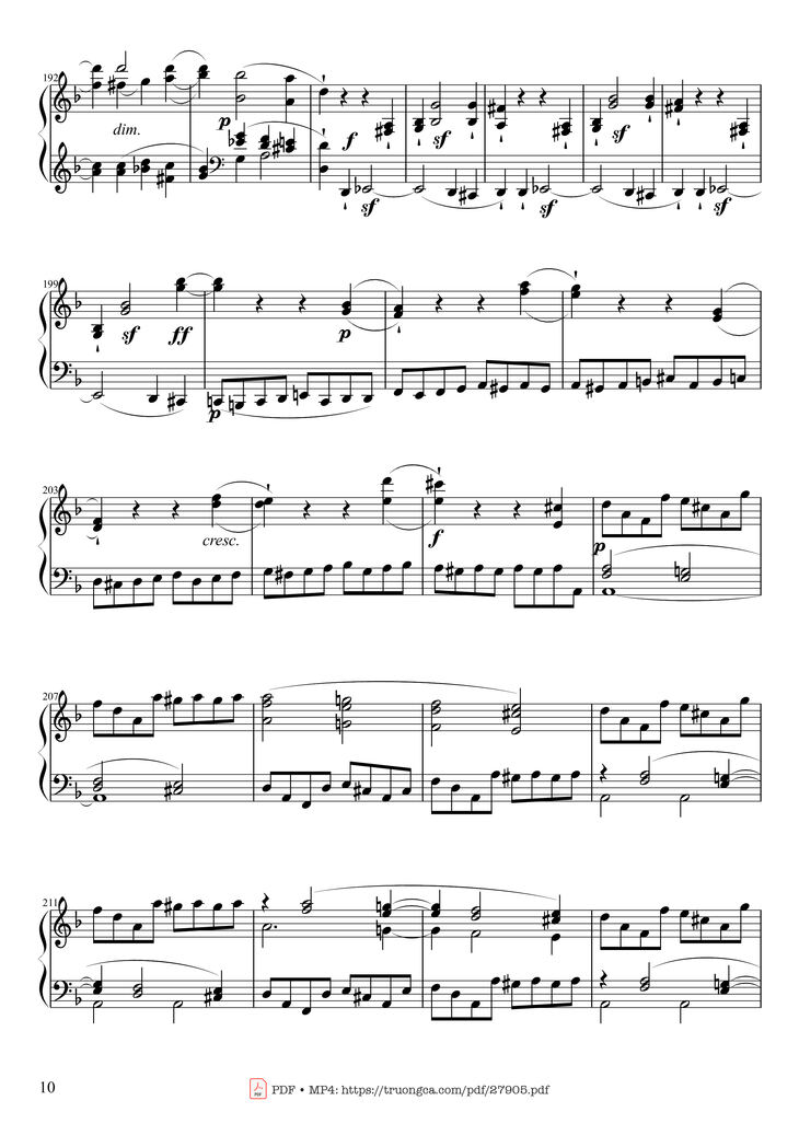 Page 10 of the piano sheet music PDF Piano - Sonate No. 17, Tempest (1st Movement) by Ludwig van Beethoven