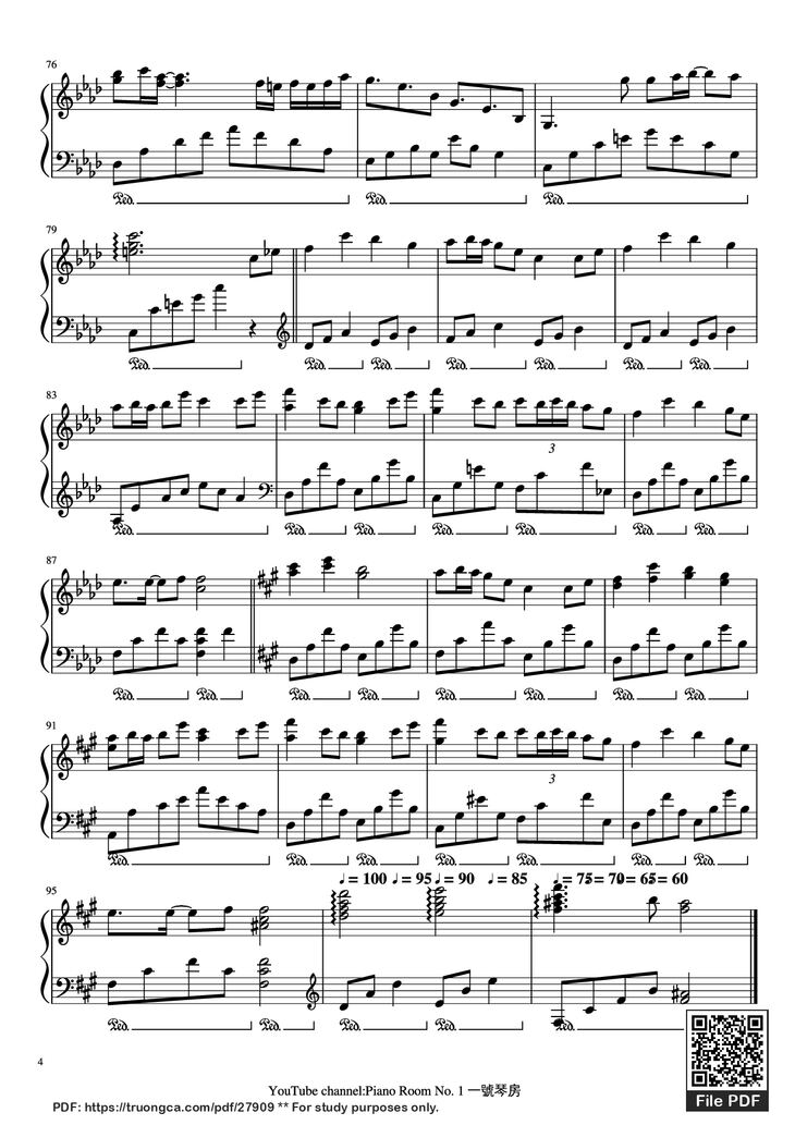 Page 4 of the piano sheet music PDF Piano - 朧月 Hazy moon Piano by Arr. by PianoRoomNo.1 Original Music by 流星P