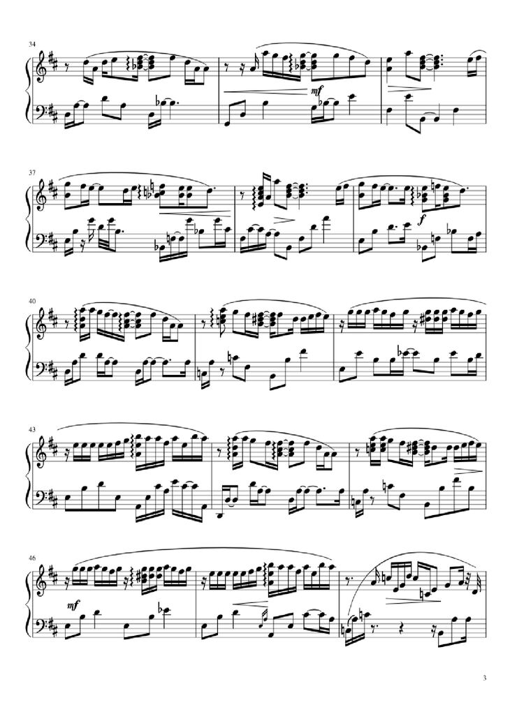 Page 3 of the piano sheet music PDF Piano - One more time, One more chance Piano version from Byousoku 5 Centimetre original soundtrack by Tenmon transcribed by Aryore