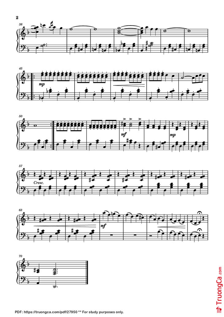 Page 2 of the piano sheet music PDF Piano - VIRGENES DEL SOL Piano by Santy V,                                                                                            