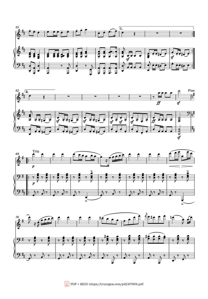 Page 3 of the piano sheet music PDF Piano - Marche Militaire Violin & Piano by Franz Schubert