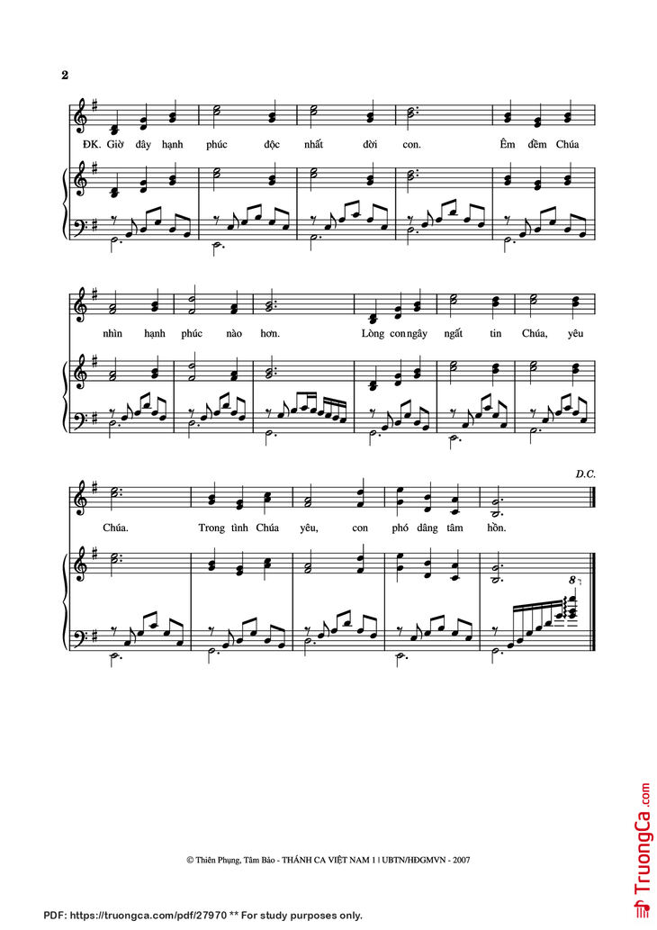 Page 2 of the piano sheet music PDF Piano - Phút Than Thở Piano đệm hát by Thiên Phụng & Tâm Bảo