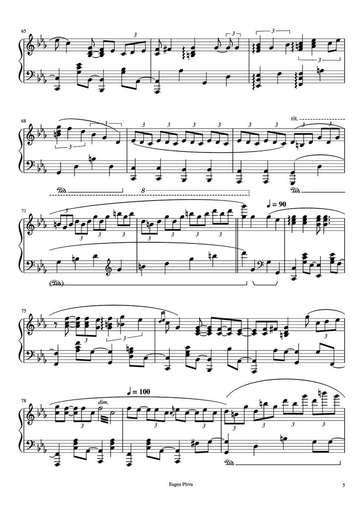 Page 5 of the piano sheet music PDF Piano - Summertime Piano by George Gershwin