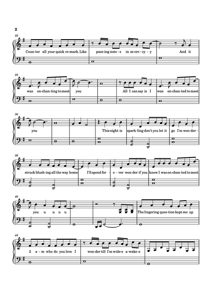 Page 2 of the piano sheet music PDF Piano - Enchanted Piano easy by Taylor Swift