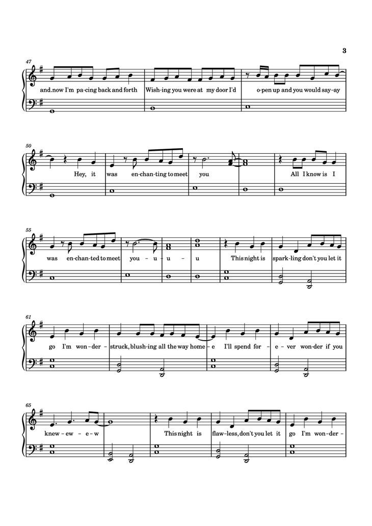 Page 3 of the piano sheet music PDF Piano - Enchanted Piano easy by Taylor Swift