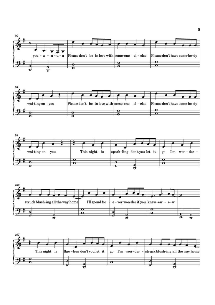 Page 5 of the piano sheet music PDF Piano - Enchanted Piano easy by Taylor Swift