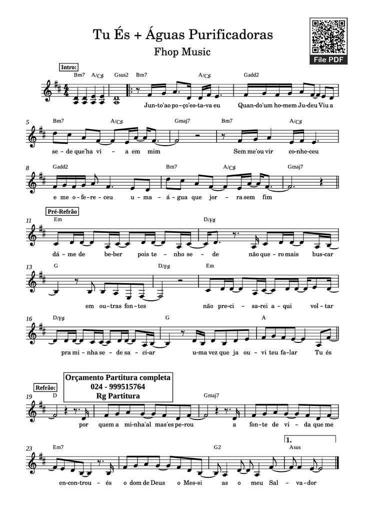 Page 1 of the piano sheet music PDF Piano - Tu És + Águas Purificadoras Fhop Music Piano by Undefined