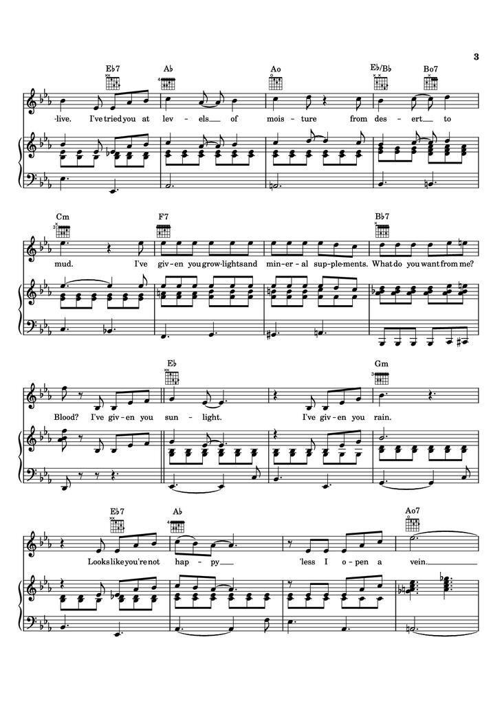 Page 3 of the piano sheet music PDF Piano - Grow For Me Piano by Alan Menken