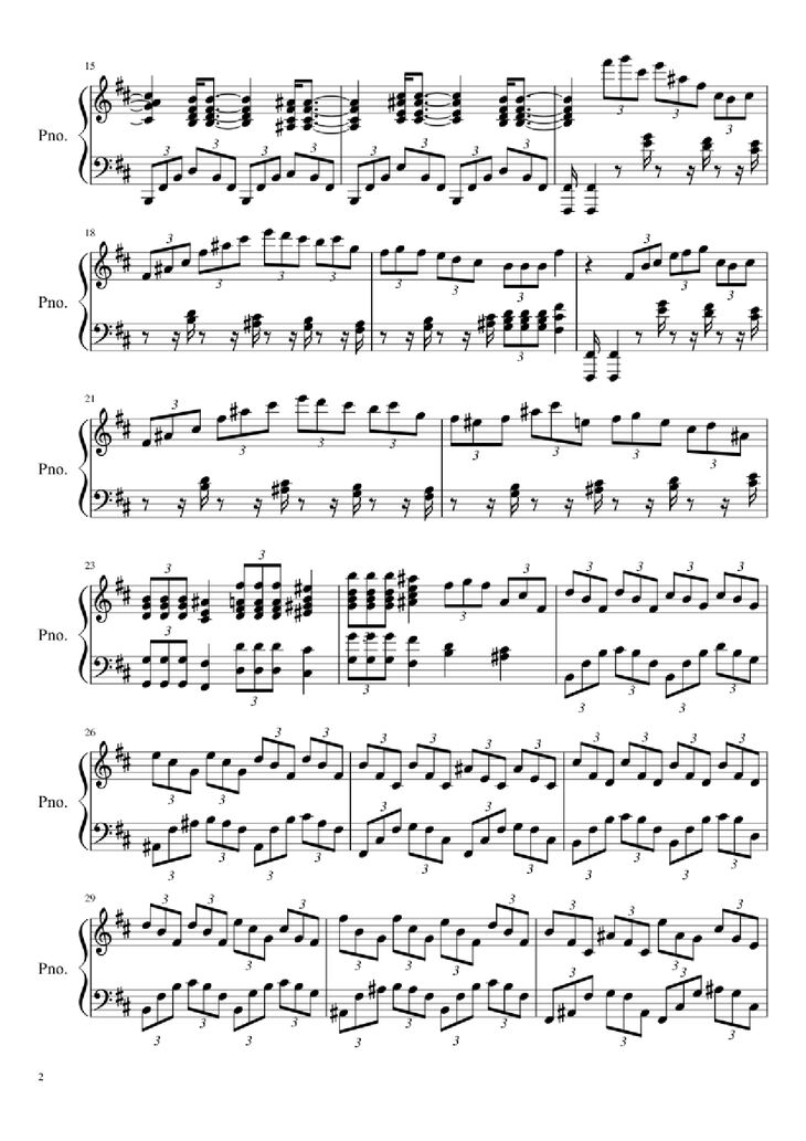 Page 2 of the piano sheet music PDF Piano - Cynthia Pokemon Theme Piano by Junichi Masuda