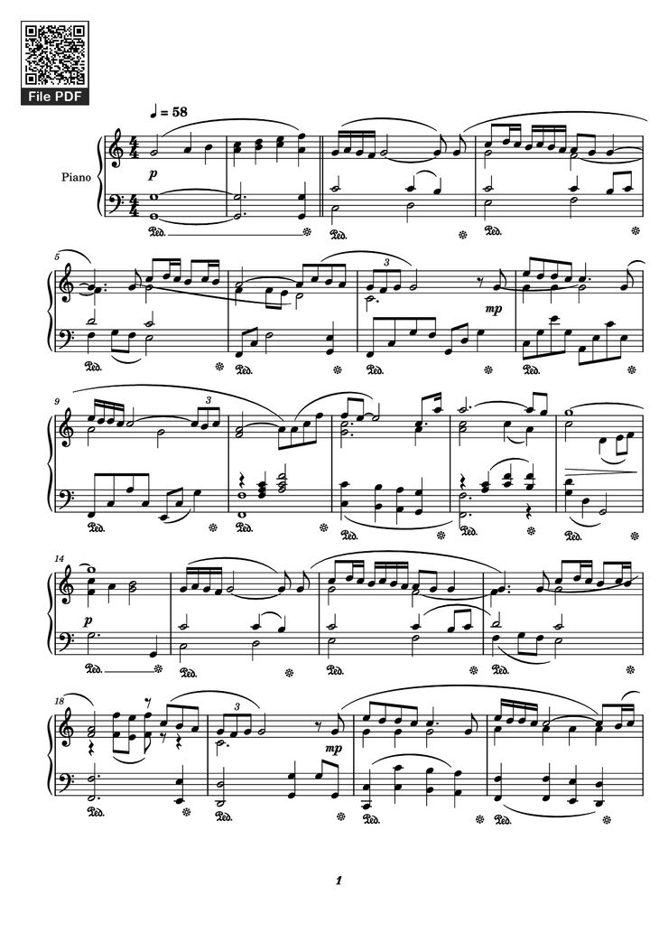Page 1 of the piano sheet music PDF Piano - score-b8f5fc2a52c8242d2d56baf84fbdb595 Piano by Undefined