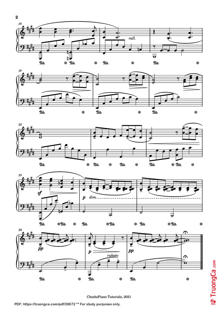 Page 2 of the piano sheet music PDF Piano - Piano Solo - Love Affair by Ennio Morricone