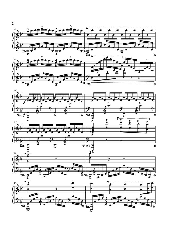 Page 2 of the piano sheet music PDF Piano - Rain Piano by Composed by Tony Ann