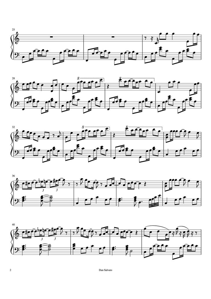 Page 2 of the piano sheet music PDF Piano - Your Reality Piano by Arranged by Maelstrom Transcribed by Runeon