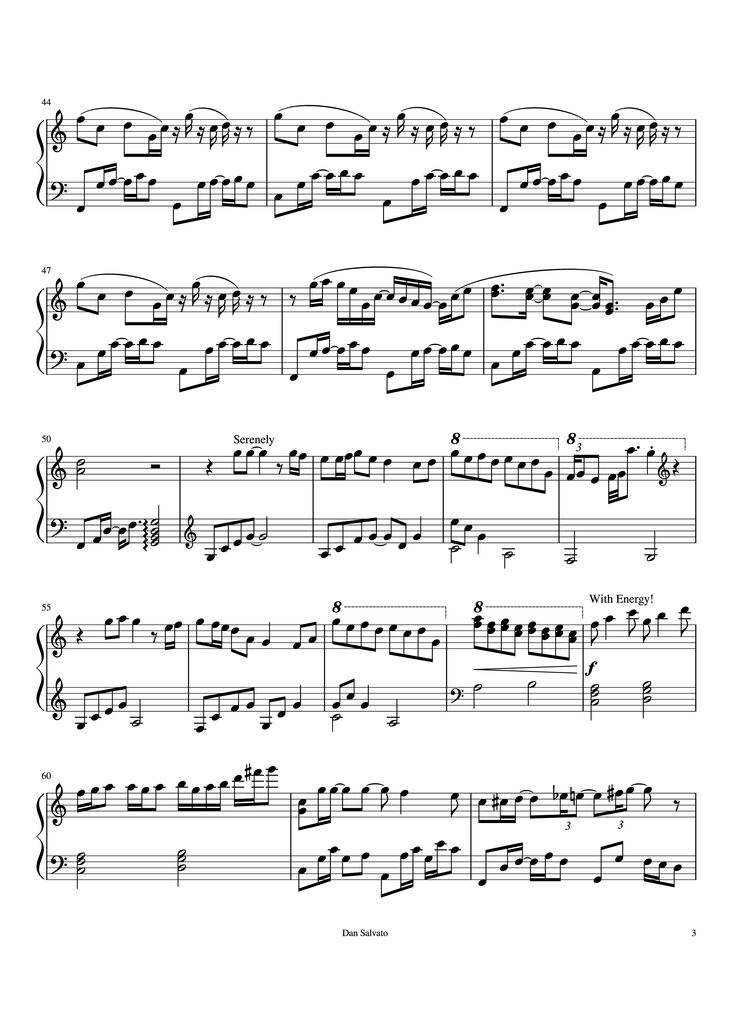 Page 3 of the piano sheet music PDF Piano - Your Reality Piano by Arranged by Maelstrom Transcribed by Runeon