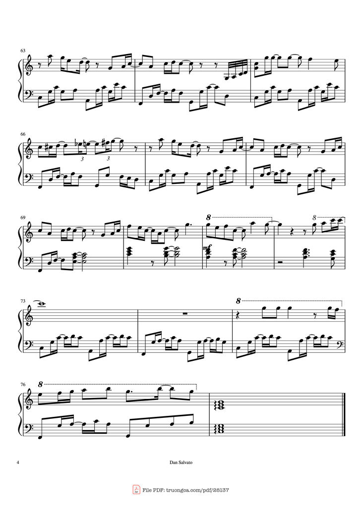 Page 4 of the piano sheet music PDF Piano - Your Reality Piano by Arranged by Maelstrom Transcribed by Runeon