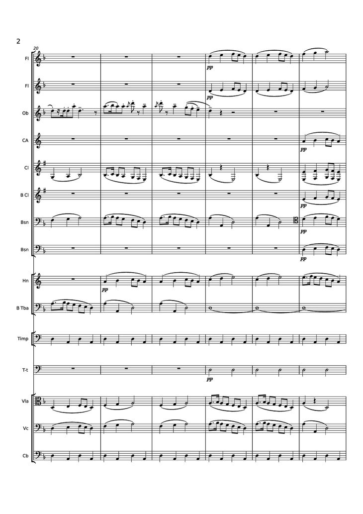 Page 2 of the piano sheet music PDF - Symphony No. 1 - 3rd movement, extract by Gustav Mahler
